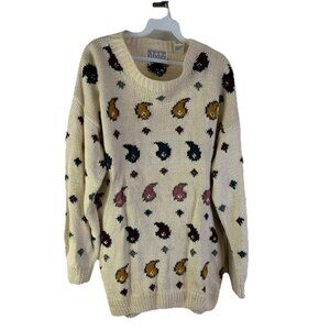 Vintage 90s Medium Rainbow Paisley All Over Knit Sweater